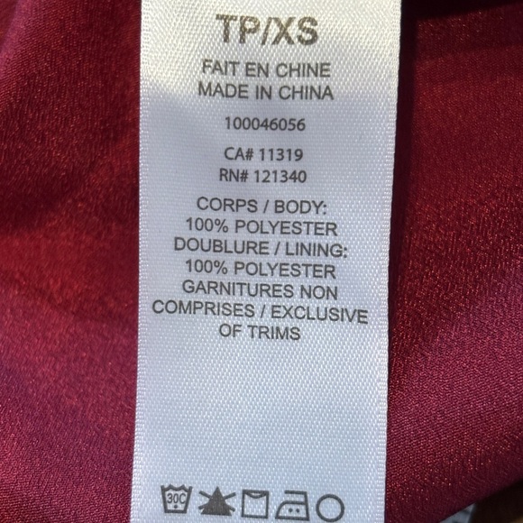 NWT Dynamite Button Front Belted Chiffon Mini Dress Wine Red XS Cocktail Party - Picture 8 of 9